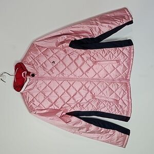 Tommy Hilfiger large pink and black zip up coat